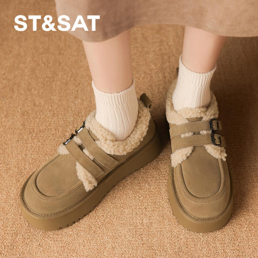 星期六百搭双扣带泰迪毛边厚底棉鞋SSC4118F49 商品图3