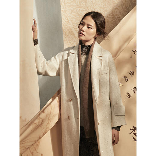 famecoco范可儿毛呢大衣女士冬季设计感韩版羊毛外套F208AC112 商品图3