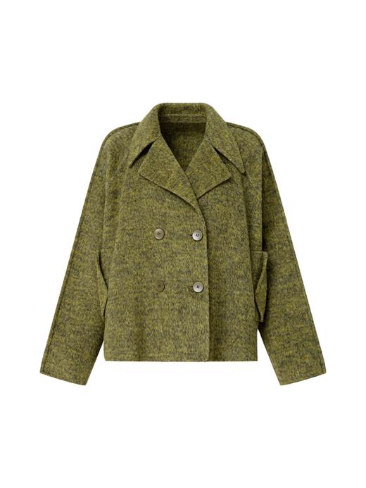 LIYIHAN 24冬绵羊毛落肩袖短款双面呢大衣女款外套宽松高级复古感 商品图4