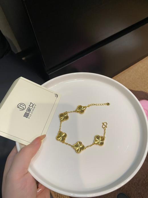 镀金固色镭射金幸运四叶草五花手链 商品图3