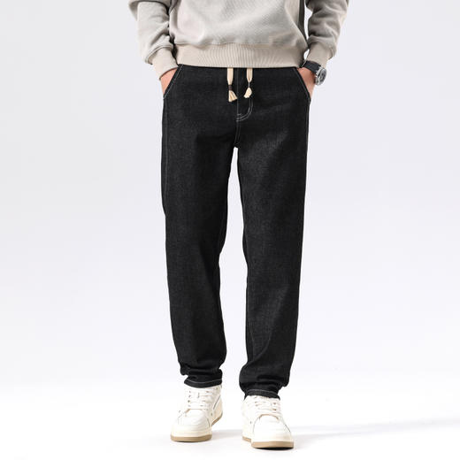 【新款DQ】大依优型大码直筒松紧腰牛仔裤长裤男舒适休闲简约百搭加肥加大男装潮款 商品图9