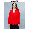 VIMAGE纬漫纪时尚宽松百搭盘扣红色针织开衫冬季新款V2201810 商品缩略图5