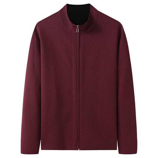 【绵羊毛】【双面穿】【新款DWP】大依优型大码男装立领拉链开衫外套针织休闲加肥加大男士胖子大码内搭上衣 商品图3