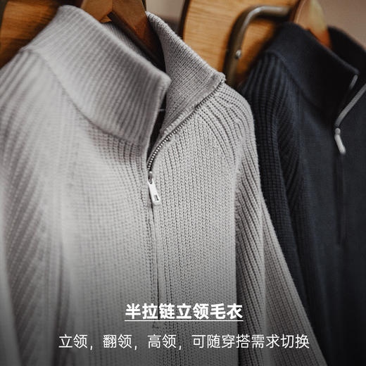 工装优选 美式复古半拉链立领毛衣套头打底高领针织衫上衣男秋冬 商品图1