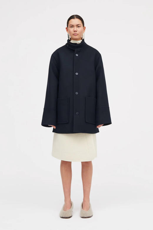 Mark Kenly Domino Tan 深蓝色JANYA立领羊毛外套 商品图2