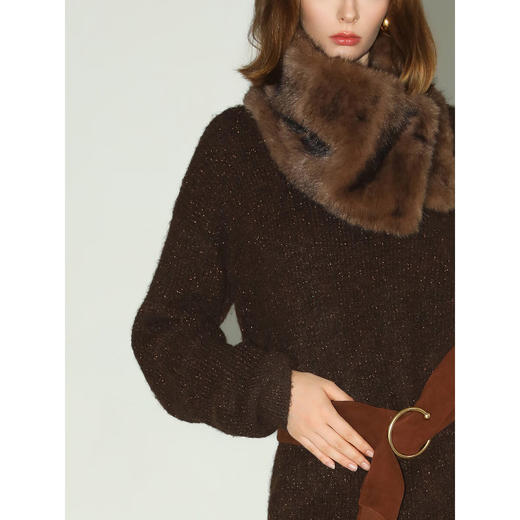 COCOBELLA美拉德细闪金葱毛衣裙冬软糯绒感针织连衣裙MZ3092 商品图2