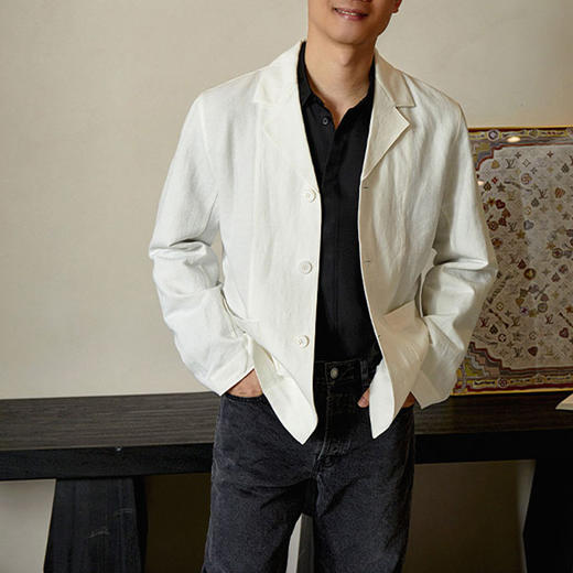 【顺丰包邮】14324 洛诗琳秋季高定款北欧风亚麻棉男士西装外套1010 商品图0