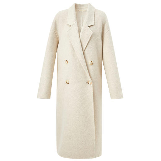 三彩2024冬季新款西装领毛呢大衣阿尔巴卡双面呢外套宽松女M 商品图4