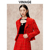 VIMAGE纬漫纪气质高级感小香风V领红色显瘦短外套秋冬新款V2203819 商品缩略图2