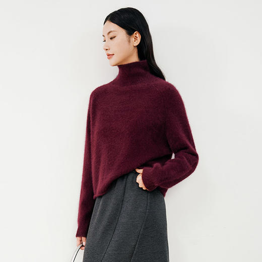 玳莎高领狐狸绒毛衣女秋新款厚款保暖插肩袖上衣套头针织衫  ED33314 商品图2