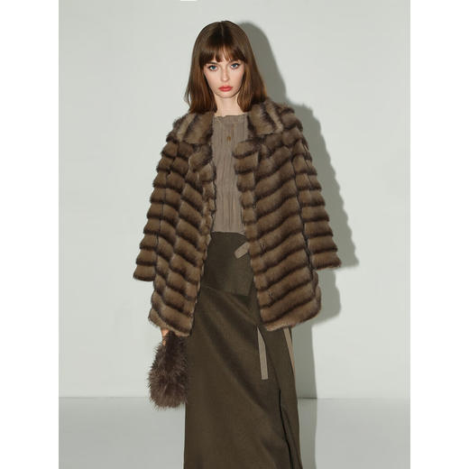 COCOBELLA[孟买棕绿]不对称荷叶边半身裙女冬毛呢长裙HS3091-2 商品图3