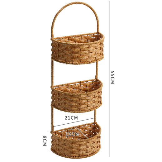 【浅咖色】娜家仿藤编二层挂墙篮 商品图2