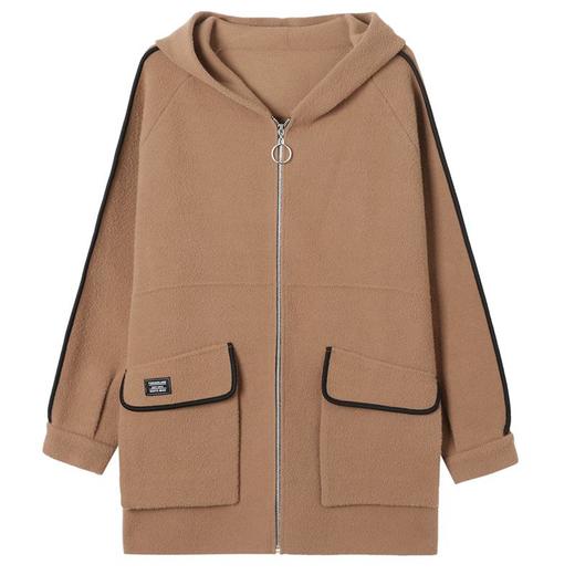 CC-10-5738加厚连帽毛呢外套女秋季中长款百搭大码新款时尚呢子大衣 商品图4