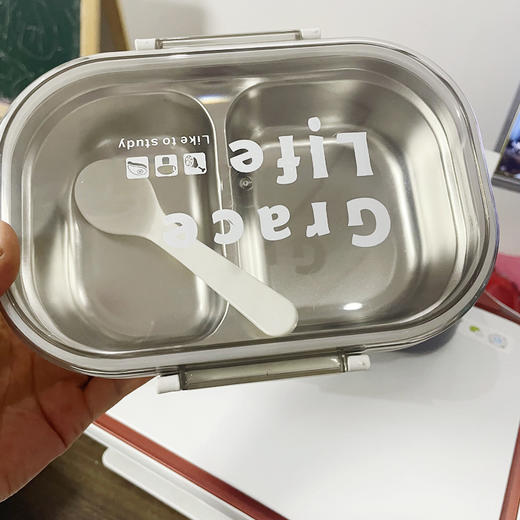 「不锈钢饭盒！拼团同款」高颜值小学生两格饭盒 韩式午餐盒上班族带饭带餐饮用具 商品图2