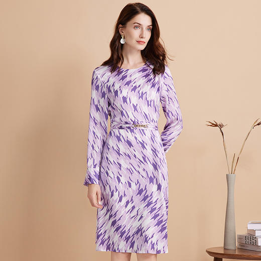 EITIE爱特爱秋季新款印花收腰显瘦通勤连衣裙7507221 商品图2