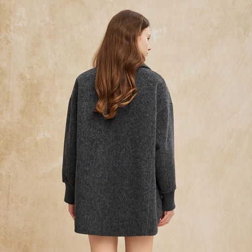 PH957斯尔丽24新款高支羊毛小翻领廓形前短后长双面呢大衣 商品图8