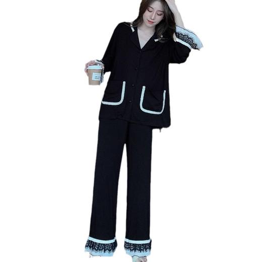 【黑白配色！舒适又性感！】网红睡衣，性感蕾丝，无法拒绝；舒适套装，黑白配色，总能抓住TA的心。穿上它，让春秋季的夜晚更加温柔美好。 商品图4