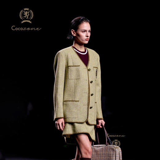 COCO ZONE 设计感撞色小香风V领西装外套CC1C2192 商品图4