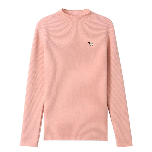 CC-tbrk-X1812秋冬新款半高领修身显瘦加绒加厚一体绒弹力绣花打底衫毛衣 商品图4