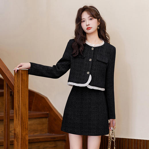 时尚套装秋季新品韩版小香风短外套半裙两件套裙YJLY83818 商品图3