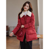 【年终特卖】熙世界红色羽绒棉服女中长款冬2025新款仿兔毛翻领保暖棉衣外套 商品缩略图2