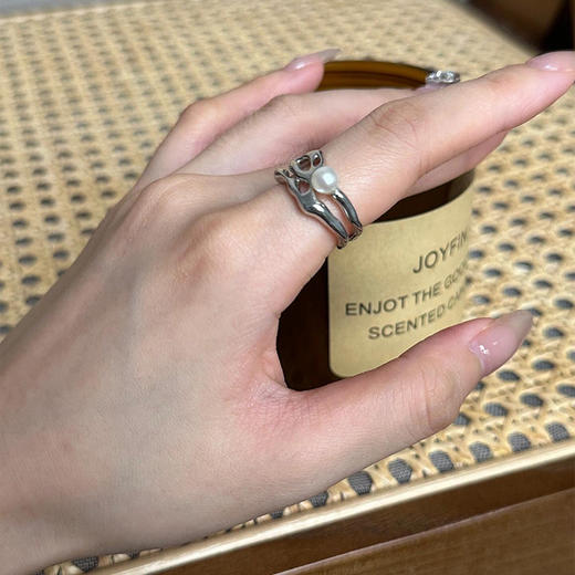 【顺丰包邮】13512 洛诗琳极简不规则小众S925纯银开口珍珠戒指0124 商品图0