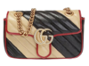 GUCCI古驰 Marmont 马蒙 金标Logo做l日拼色纷缝皮革单肩斜挎手提包 女款 迷你 拼色 商品缩略图0