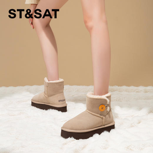 星期六简约圆头加绒加厚保暖雪地靴SSC4118F1Y 商品图7