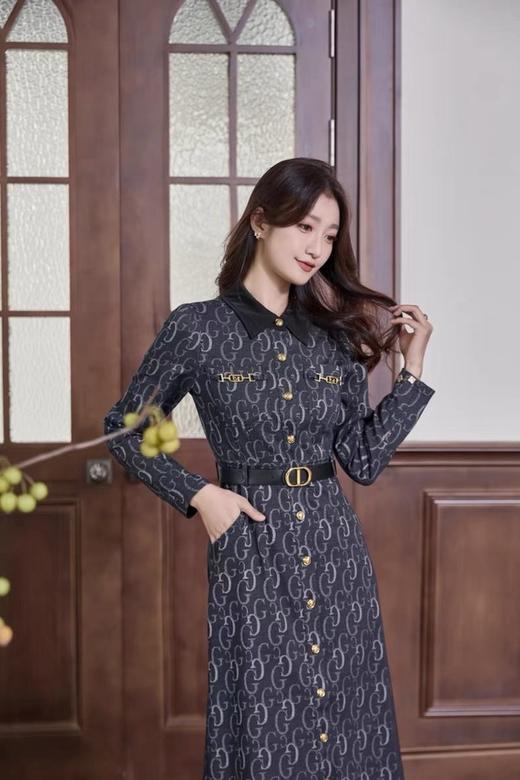 Le Malene 系带单排扣拼色连衣裙 19047 商品图2