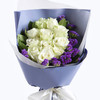 【倾城时光】11枝白玫瑰➕2枝紫色勿忘我➕新鲜配花配叶，精美时尚花束 商品缩略图0