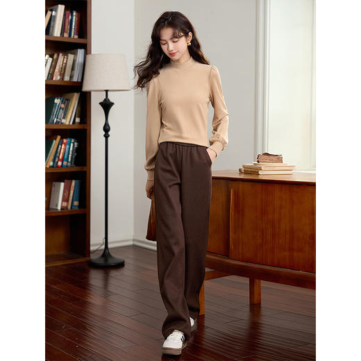 【年终特卖】熙世界磨绒针织泡泡袖打底衫秋冬2025新款气质显瘦内搭上衣 商品图4