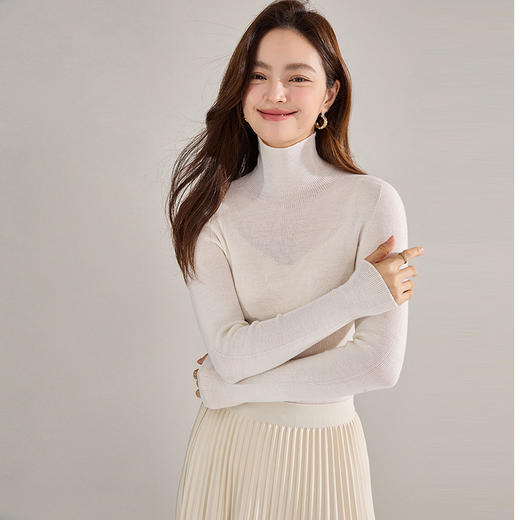 【高货sh】全新升级【铂金会员257/天猫339/差价82】(22316) 洛诗琳秋冬新款百分百精纺羊毛无缝一体柔软高领针织上衣 商品图3