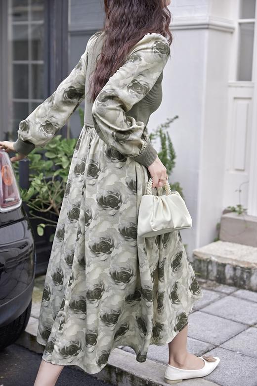 Stay2Weeks 灰绿色针织拼接印花连衣裙 19060 商品图6