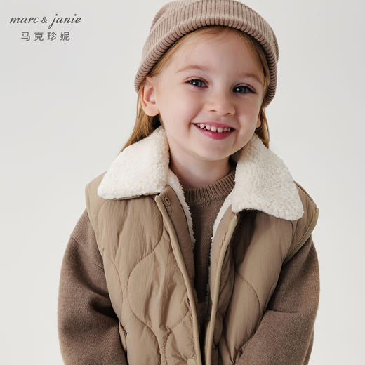 马克珍妮女童绒绒熊耳朵夹棉保暖马甲宝宝2024年冬装新款241536 商品图4