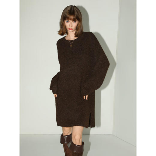 COCOBELLA美拉德细闪金葱毛衣裙冬软糯绒感针织连衣裙MZ3092 商品图1