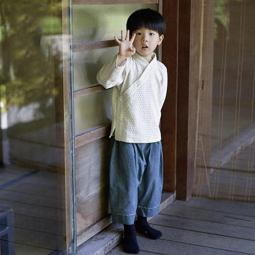 【东济堂衣养】原创中式衬衣男童宋代偏襟圆领上衣裤子套装 商品图0