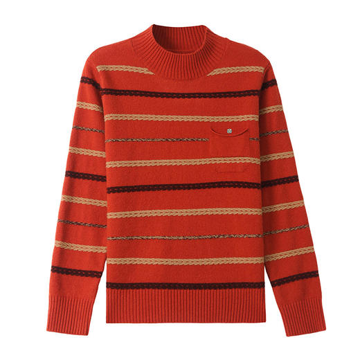 CC-101-59053半高领条纹打底女秋冬新款洋气羊毛针织内搭小上衣厚款短款毛衣女 商品图4