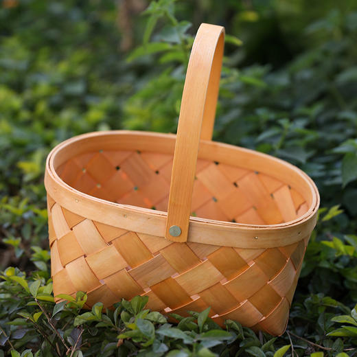 【蜜糖色】娜家椭圆形手工木编提篮 商品图1