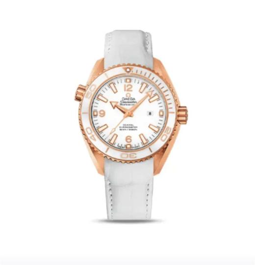 "OMEGA欧米茄自动机械机芯 瑞士天文台认证手表 日期显示600米防水 女表 瑞 表 37.5mm 37.5mm 白色表盘 红金表壳 真皮表带" 商品图0