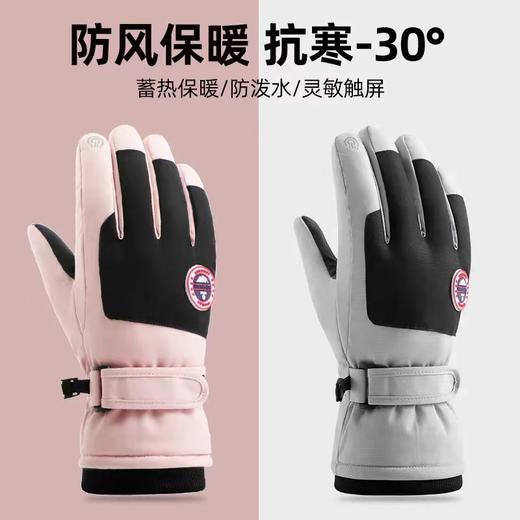 滑雪手套冬季加绒加厚可触屏保暖登山防水手套户外骑行电瓶车手套 商品图1