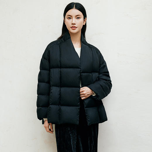 玳莎新中式立领鹅绒服女2024年冬季新款保暖磁吸扣设计感羽绒服  ED41302 商品图1