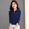 CC-tbrk-X1808秋冬厚款套头半拉链翻领针织衫女宽松纯色显瘦纯色打底毛衣女 商品缩略图3
