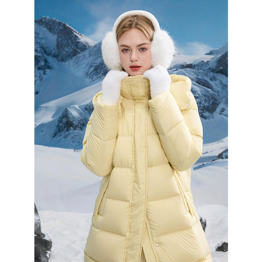 三彩独醒冬季新款连帽防风白鹅绒长款羽绒服宽松保暖被子服女F 商品图2