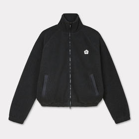 KENZO 高田贤三 男士小海棠花刺绣徽标摇粒绒夹克外套 黑色 FE65 SW211 4FC 99J