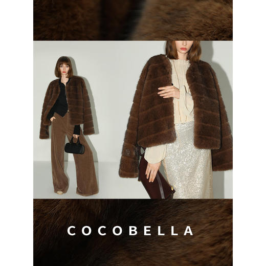 COCOBELLA中古风仿貂绒横排工艺环保皮草外套御寒大衣FU3005 商品图2