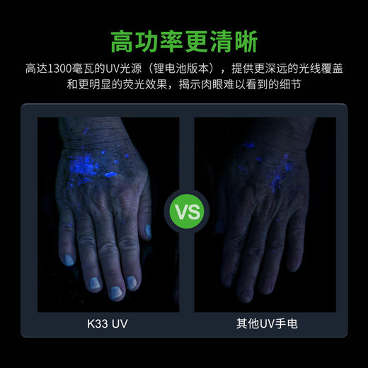 纳丽德 K33UV 紫外光手电365纳米猫藓鉴定玉石灯双动力手电 商品图2