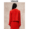 VIMAGE纬漫纪气质高级感小香风V领红色显瘦短外套秋冬新款V2203819 商品缩略图4