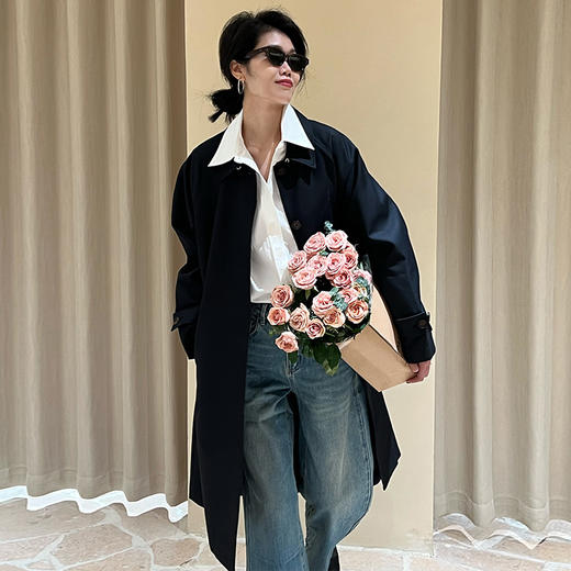 【顺丰包邮】13327 洛诗琳时髦秋冬利器通勤简约翻领长款风衣外套5035 商品图4