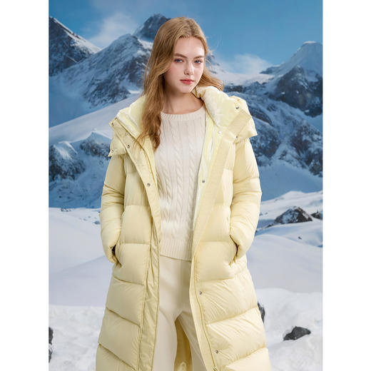 三彩独醒冬季新款连帽防风白鹅绒长款羽绒服宽松保暖被子服女F 商品图1