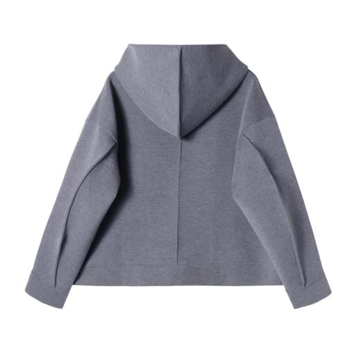 秋季短款美式复古连帽开衫卫衣纯色宽松简约百搭时尚长袖卫衣 商品图5